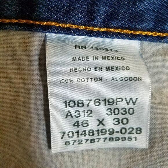 Wrangler Rustler Jeans Men’s 46x30 Blue Straight Leg Heavyweight Denim - Picture 4 of 4